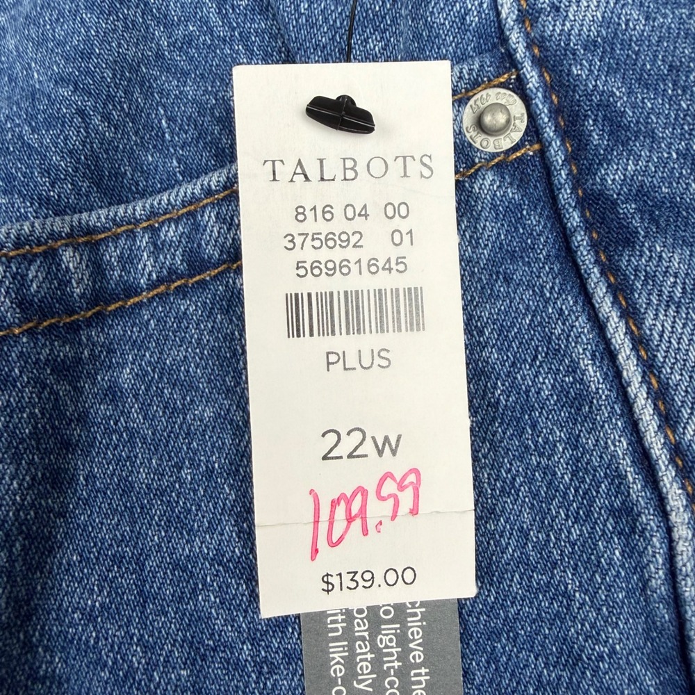 Talbots Women 22W Two Tone Blue Ombre Wide Leg Crop Jean High Waist Raw Hem NWT - Picture 5 of 13